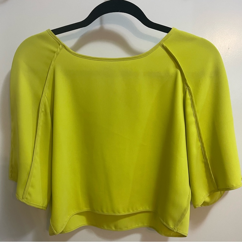 Topshop flowy lemon lime cropped blouse sz 2